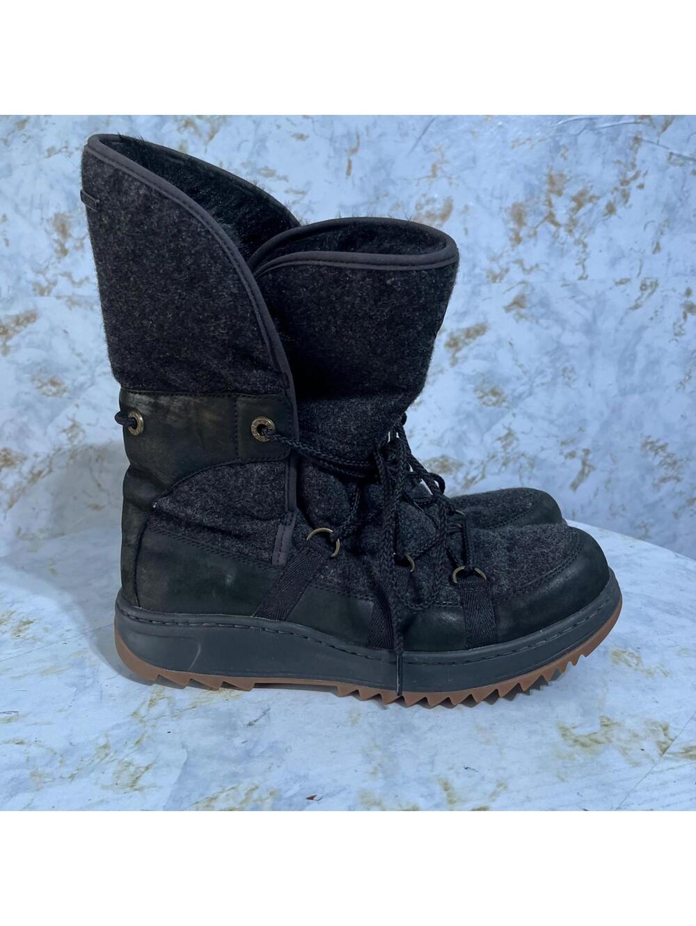 Sperry Ice Cap Women's Sz 9.5 Shoes Black Fur Lined Waterproof Vibram Snow Boots
